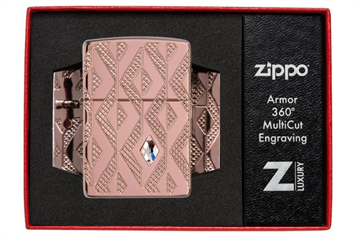 Zippo Geometric Diamond Pattern Design Rose Gold Çakmak