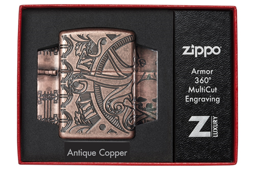Zippo Nautical Scene Design Antique Copper Çakmak